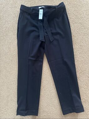 LOFT Black Tie-Waist Straight Leg Pants